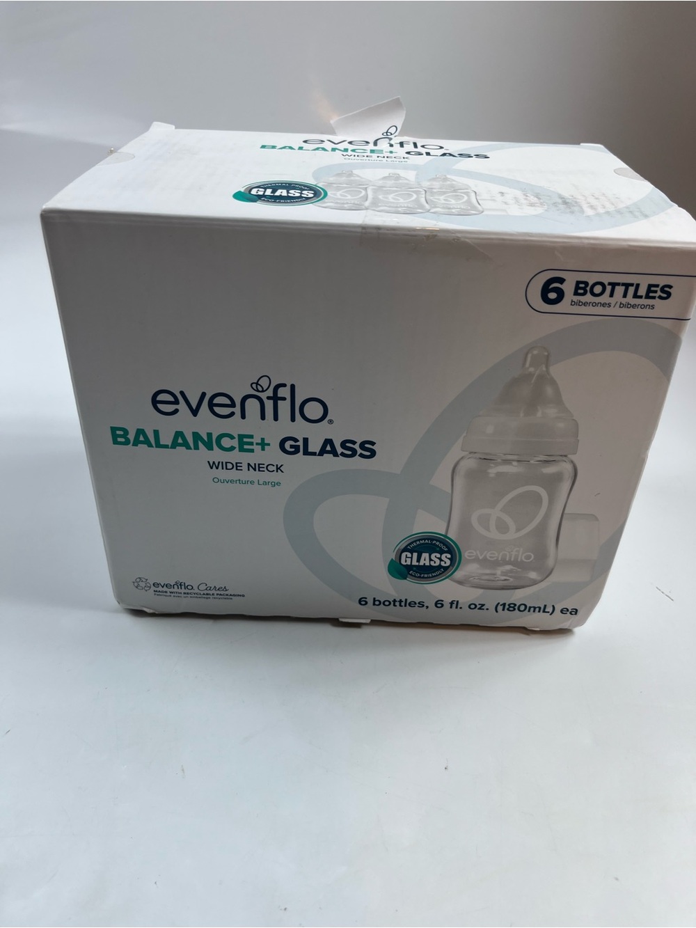 Evenflo Balance+ Glass Wide Neck Baby Bottles 6 fl oz 6 Pack
